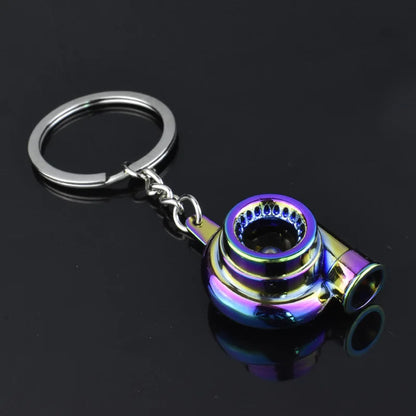 Mini Turbocharger Keychain - Spinning Turbine Keyring for Car Interior Accessories & Key Fob