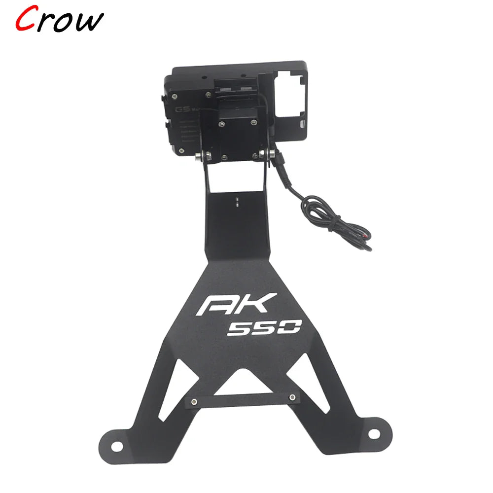 Motorcycle Front Mid Navigation Bracket GPS Phone Mount with Charging – Compatible with KYMCO AK550 AK 550 Accessories, Durable Travel Holder