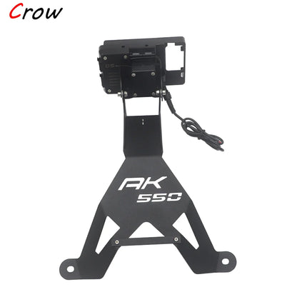 Motorcycle Front Mid Navigation Bracket GPS Phone Mount with Charging – Compatible with KYMCO AK550 AK 550 Accessories, Durable Travel Holder