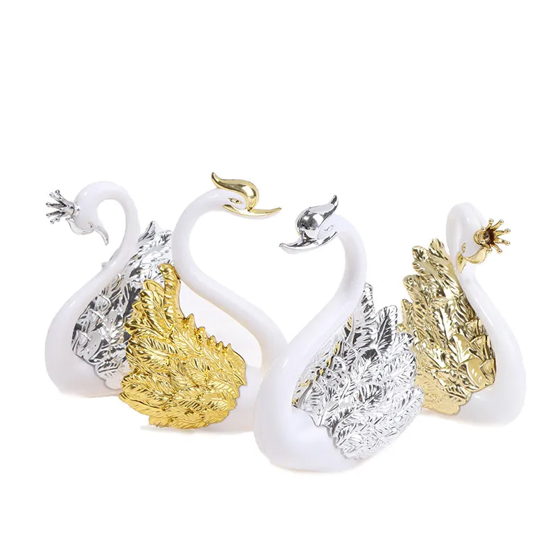 Romantic Crown Swan & Flamingo Cake Topper - Ideal Decoration for Birthday and Wedding Cakes