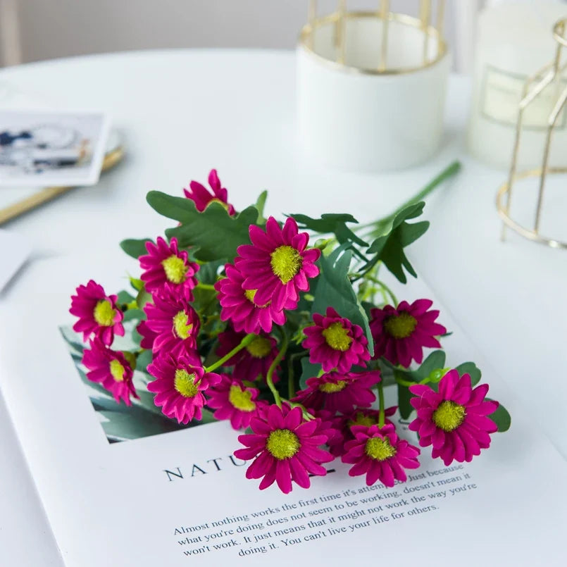 21-Head Artificial Daisy Bouquet - Silk Autumn Flowers for Home, Wedding & Party Decor
