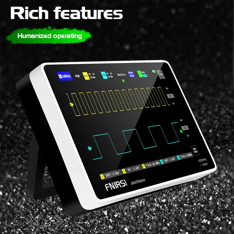 FNIRSI-1013D Digital Tablet Oscilloscope – Dual Channel, 100MHz Bandwidth, 1GS/s Sampling Rate, 7-Inch Mini Scope