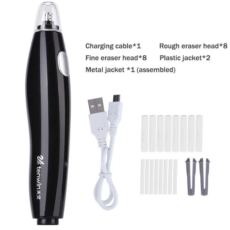Professional Electric Art Eraser — USB Rechargeable Sketch & Highlight Rubber Pencil Eraser