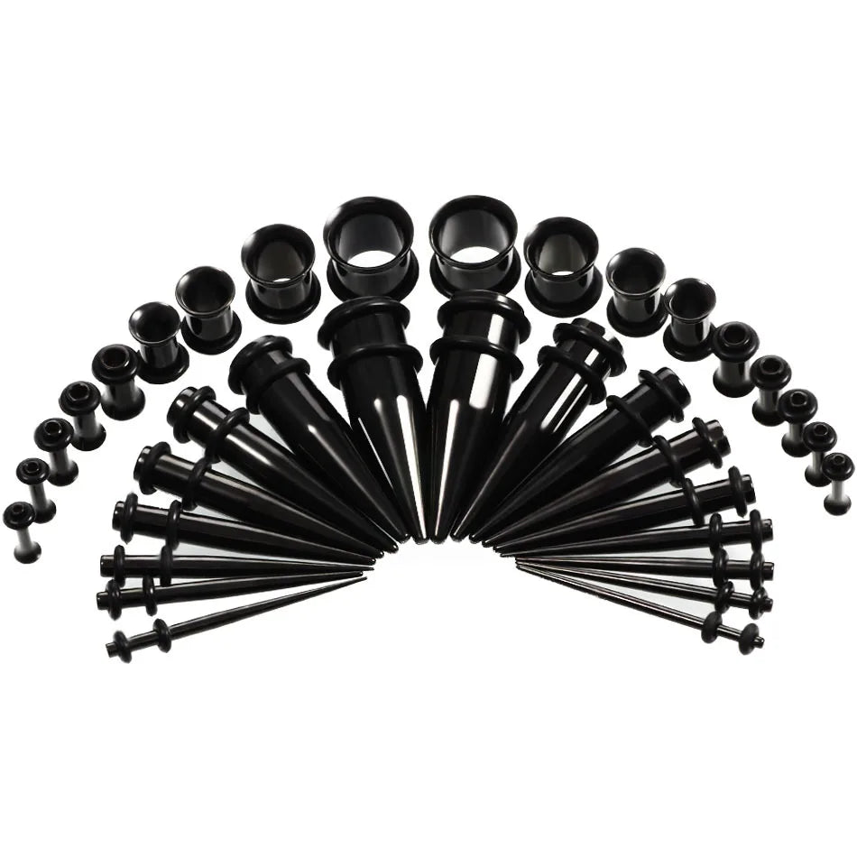 36Pcs/Lot Ear Gauges Stretching Kit - Stainless Steel Tapers, Plugs, Eyelets - 14G-00G Expander Set for Body Piercings