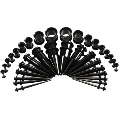 36Pcs/Lot Ear Gauges Stretching Kit - Stainless Steel Tapers, Plugs, Eyelets - 14G-00G Expander Set for Body Piercings