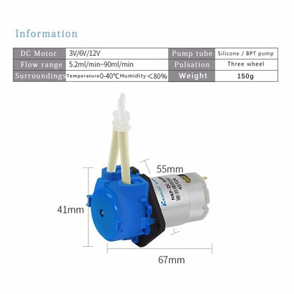 Kamoer DC 12V/24V Dosing Pump - Peristaltic Pump with Connector for Arduino, Aquarium, Lab & DIY Liquid Applications