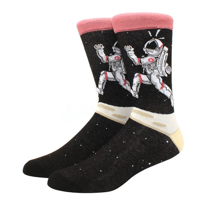 Funny Cartoon Fashion Cotton Socks – Hip Hop Skateboard Style Socks for Men & Women, Beer, Pizza, Astronaut & Pineapple Print Casual Wear Socks