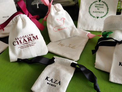 Small White Cotton Gift Bags – Custom Muslin Drawstring Pouches 5x7cm 8x10cm 9x12cm for Party, Candy, Jewelry Favor