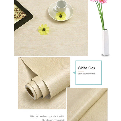 PVC Waterproof Self-Adhesive Wallpaper Roll — Wood Grain Vinyl Decorative Film for Furniture, Cabinets, and DIY Home Decor