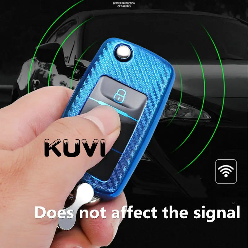 TPU Carbon Fiber Car Key Case Cover for VW & Skoda – Fits Polo, Tiguan, Passat B5 B6 B7, Golf 4 5 6 MK6, Jetta, Lavida, Octavia