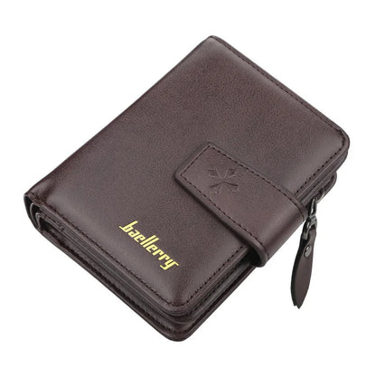 New Business Men’s Wallet — High-Quality PU Leather Zipper Card & Coin Holder, Vintage Male Purse