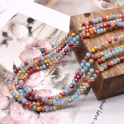 Mixed Color Crystal Glass Beads - 4mm Faceted Rondelle Spacer Beads for DIY Bracelet & Jewelry Making Crafts