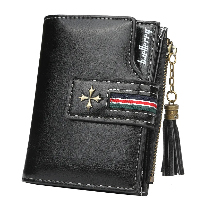 Fashion Small Leather Wallet for Women — Stylish Zipper & Hasp Card Holder, High-Quality Short Credit Card Purse