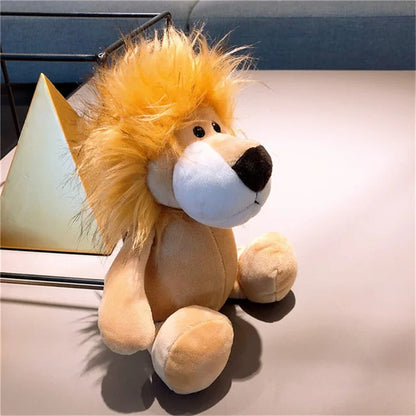 25cm Lifelike Animal Plush Toy - Lion, Tiger, Elephant, Monkey, Leopard, Giraffe & Raccoon Soft Stuffed Doll Gift