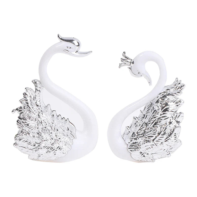 Romantic Crown Swan & Flamingo Cake Topper - Ideal Decoration for Birthday and Wedding Cakes