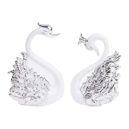 Romantic Crown Swan & Flamingo Cake Topper - Ideal Decoration for Birthday and Wedding Cakes