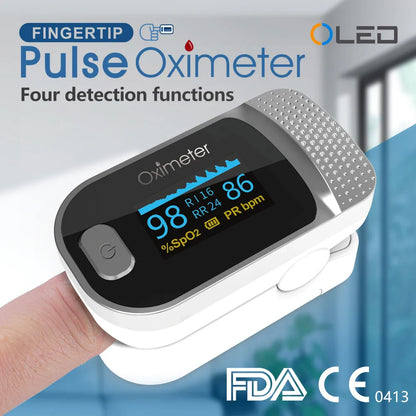 KIUZOU Finger Pulse Oximeter – SPO2, PR, PI, RR Blood Oxygen Saturation & Heart Rate Monitor, OLED Display