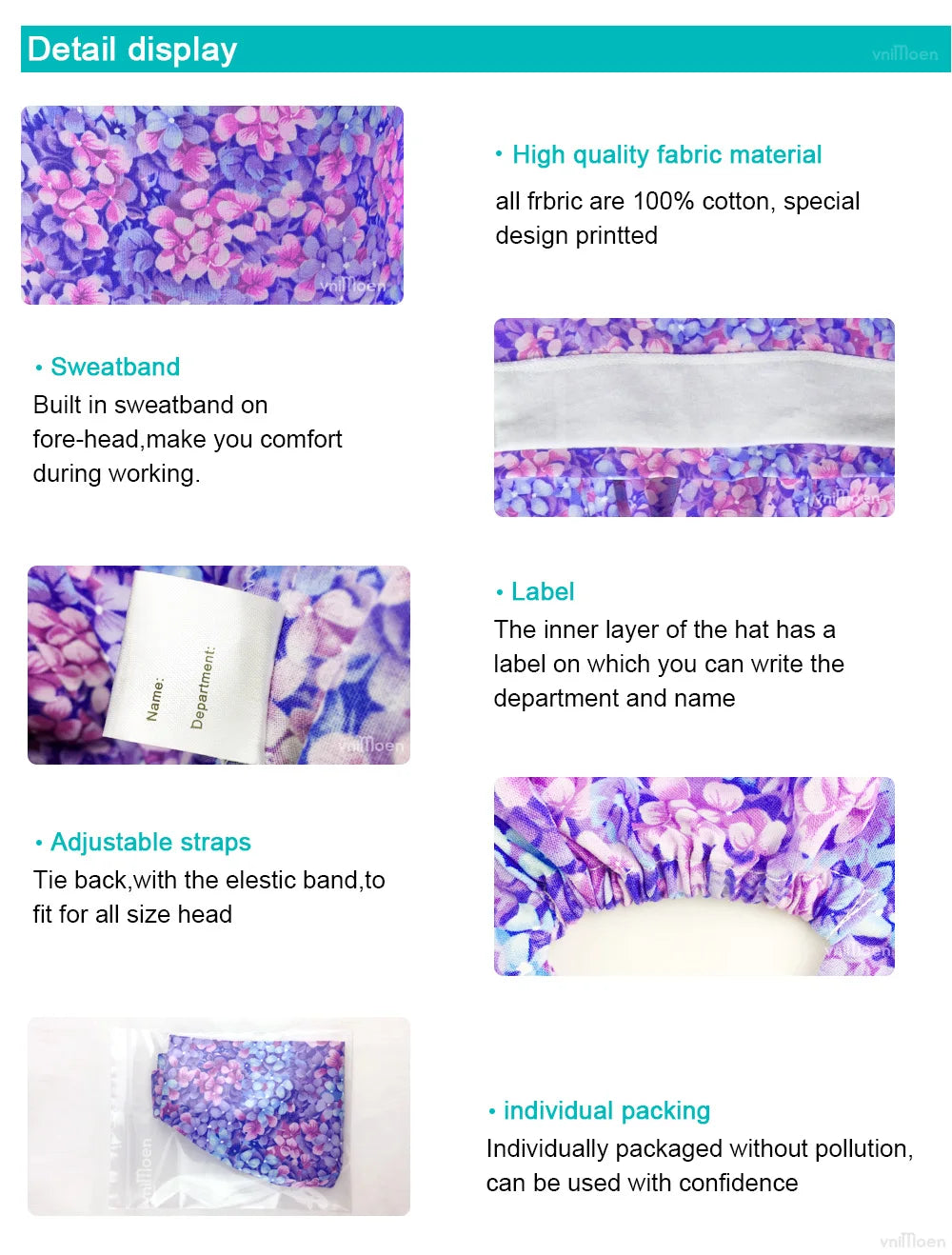 Printed Scrub Cap for Pet Grooming – Work Skull Cap & Women’s Scrubs Hat Accessories