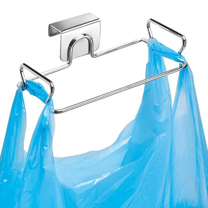 Stainless Steel Kitchen Trash Rack - Cabinet Door Garbage Bags Holder for Convenient Garbage Storage