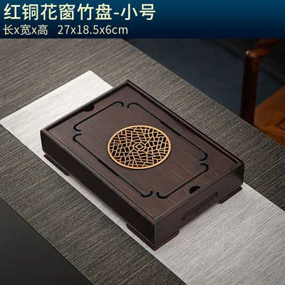 Natural Bamboo Wood Tea Tray – Rectangle Tea Set with Drainage, Water Storage Board for Chinese Tea Cups, Home Accessories