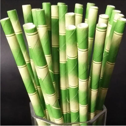 25Pcs Panda Bamboo Paper Straws - Disposable Paper Drinking Straws for Birthday Parties, Weddings, and Baby Showers - Eco-Friendly Decoration