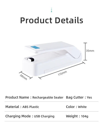 saengQ Mini Portable Bag Sealer – Multi-Function Home Plastic & Snack Storage Sealing Machine