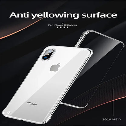 Transparent Borderless Anti-Drop PC Hard Shell Case for iPhone 16/15/14/13/12/11 Pro Max, XR, XS, Mini, SE, 7, 8 Plus