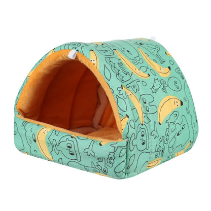 Cute Cartoon Rabbit & Squirrel Mini Pet Cage — Warm Winter Bed House for Hamsters, Mice, Rats & Guinea Pigs