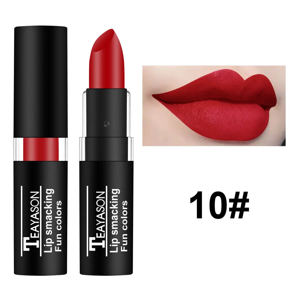 12 Color Waterproof Lipstick – Long-Lasting Matte Lip Gloss in Black, Blue, Purple, Green & Red