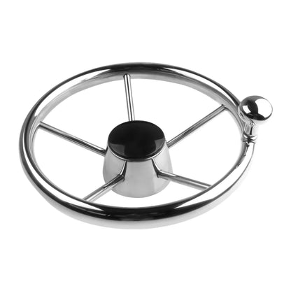 11" Stainless Steel 5-Spoke Boat Steering Wheel with Knob | 25° Marine Yacht Accessory