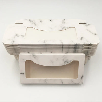 Custom Eyelash Packaging Boxes –  25mm Mink Lash Cases (10–100 pcs) Marble Design with Logo Printing Option