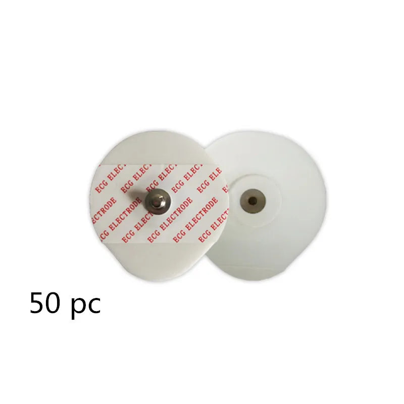 50-Pack Disposable ECG Electrodes — 43×46mm Non-Woven Medical Electrode Pads for EKG Accessories