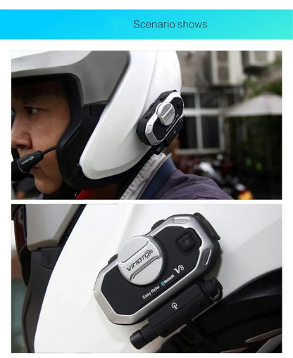 Easy Rider Vimoto V8 Motorcycle Helmet Bluetooth Headset — Multi-Functional Intercom & Interphone