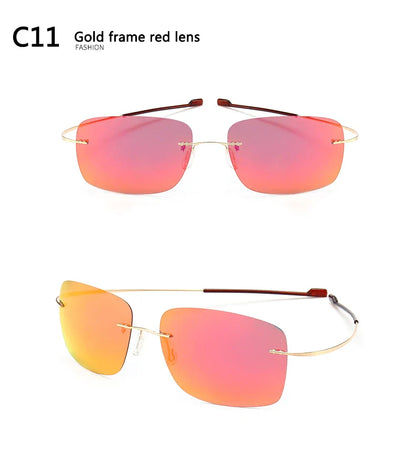 2025 New Cool 100% Pure Titanium Rimless Sunglasses – Polarized Grey Lenses, Super Thin, UV400 Protection, Oculos De Sol