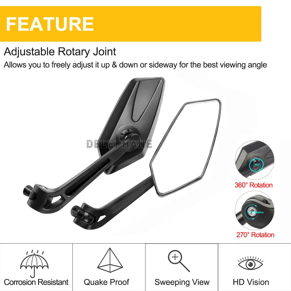 Adjustable Bike Rear View Mirror – Rotatable Handlebar Reflector for Clear Rearview, Electric Scooter and Bicycle Accessory