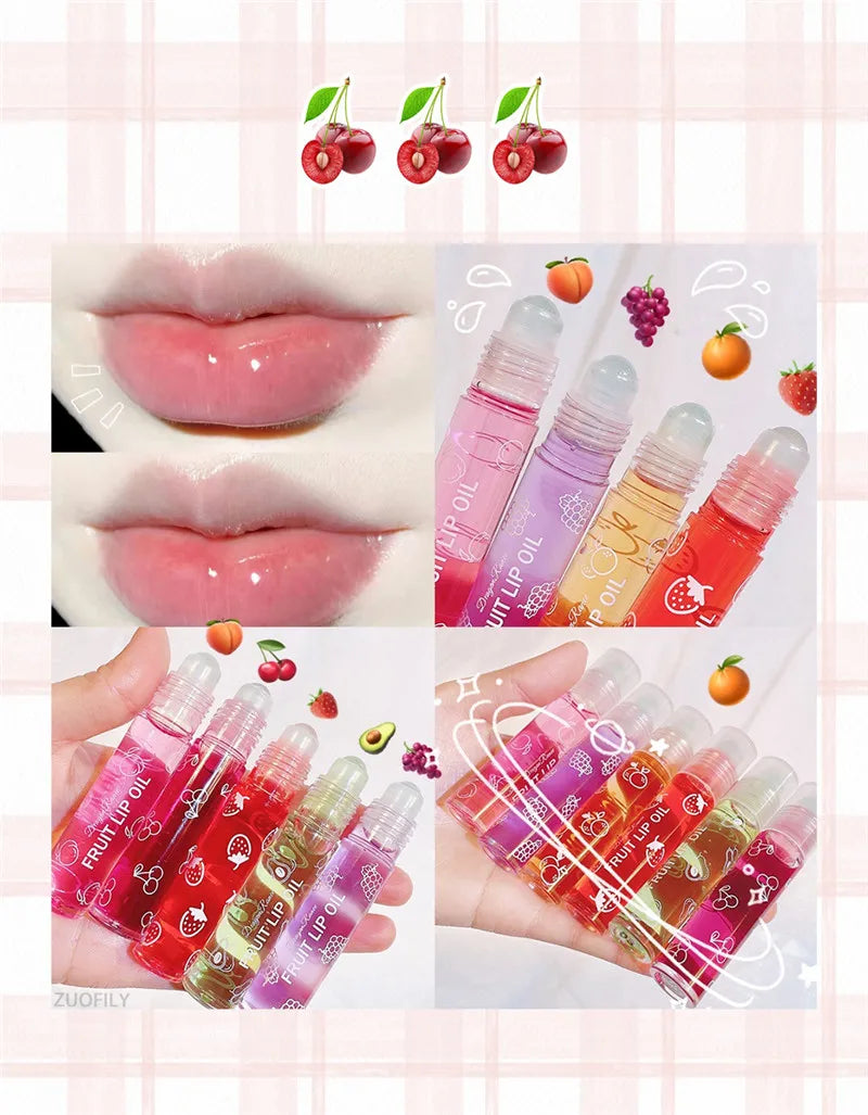 Fruit Lip Gloss Transparent Lip Oil – Moisturizing, Waterproof, Long-Lasting Liquid Lipstick to Reduce Lip Lines