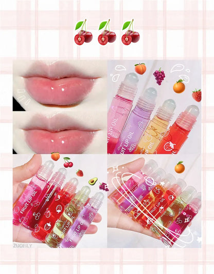Fruit Lip Gloss Transparent Lip Oil – Moisturizing, Waterproof, Long-Lasting Liquid Lipstick to Reduce Lip Lines