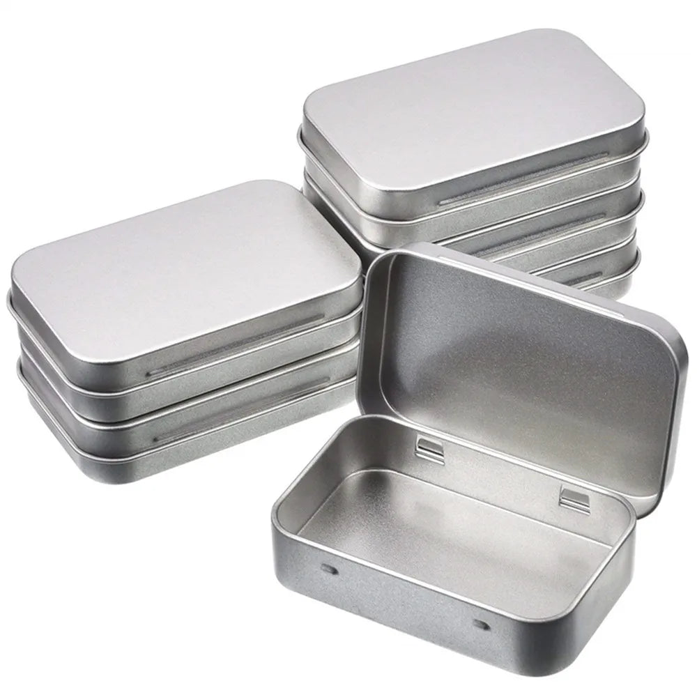 Square Silver Tin Storage Boxes – Small Metal Box for Jewelry, Keys, Coins & Wedding Candy