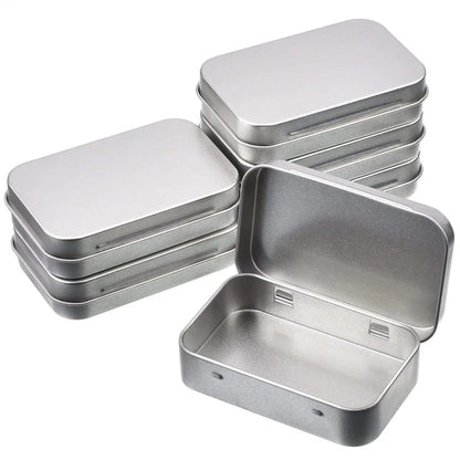 Square Silver Tin Storage Boxes – Small Metal Box for Jewelry, Keys, Coins & Wedding Candy