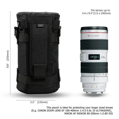 JJC Waterproof Camera Lens Bag — Storage Pouch with Belt for Canon, Nikon, Sony, Fujifilm DSLR