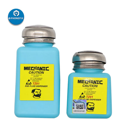 MECHANIC 180ML Alcohol Bottle – Plastic ESD Liquid Dispenser for iPhone Repair & Motherboard Cleaning