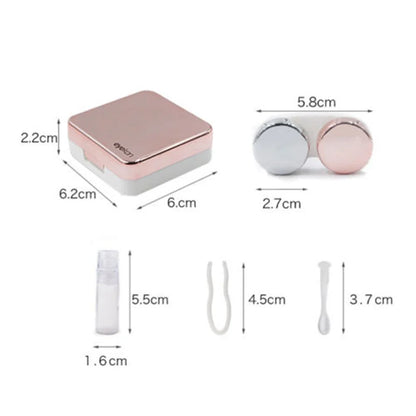 Square Contact Lens Case – Portable Travel Lens Storage & Soaking Box Holder, Solid Color Fashion Eyewear Accessory Container