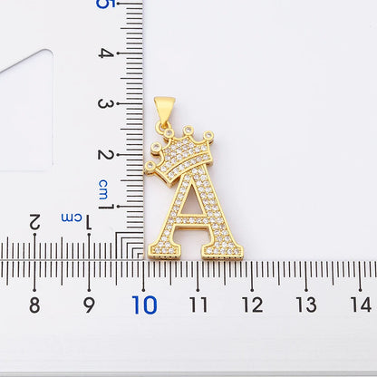 Nidin Luxury A-Z Crown Alphabet Pendant – Copper Zircon Initial Necklace Chain, Hip-Hop Style Jewelry for Men & Women