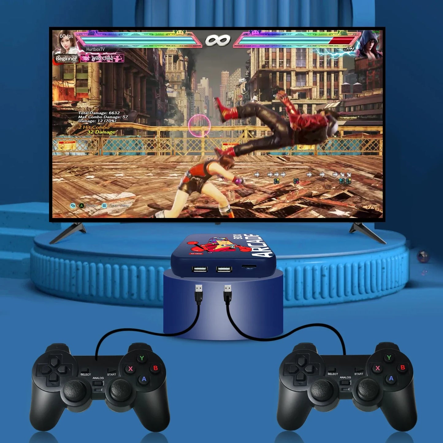 Arcade Box Game Console – 64GB Retro Gaming with 33,000+ Games for PS1/DC/Naomi, 4K HD Display for TV, Projector & Monitor