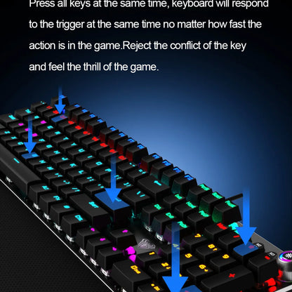 AULA F2088 Mechanical Gaming Keyboard – 104 Keys, Anti-Ghosting, Brown/Blue Switch, Wired RGB Backlit for PC & Laptop