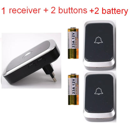 Waterproof Wireless Doorbell — AC 100V-240V EU Plug, Smart Remote Control, Battery Included, Plug & Play