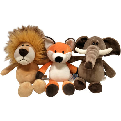25cm Lifelike Animal Plush Toy - Lion, Tiger, Elephant, Monkey, Leopard, Giraffe & Raccoon Soft Stuffed Doll Gift