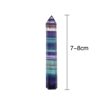 Natural Fluorite Crystal Wand — Colorful Striped Quartz Stone Point for Healing & Energy Treatment (4-7cm)