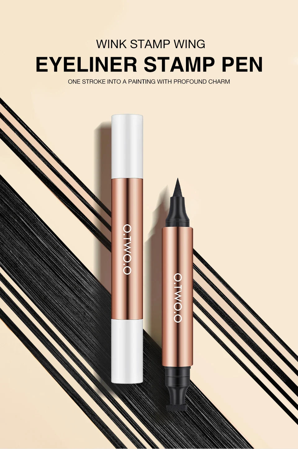 O.TWO.O Black Liquid Eyeliner Pen – Double-Ended Waterproof Fast-Dry Eye Liner for Women