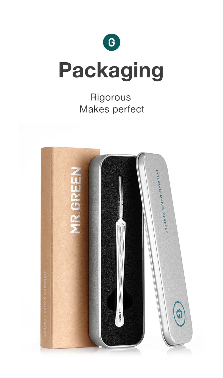 MR.GREEN Ingrown Hair Tweezers – Pointed Nose Tweezers for Eyebrows, Splinters, Blackhead & Acne Removal